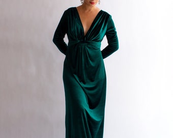 Green Velvet Dress | Etsy
