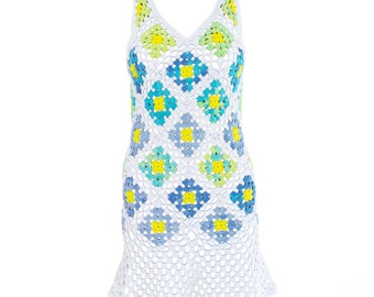 VENTE Robe au crochet blanc / Robe tunique femme / Couverture de plage / Robe tunique au crochet / Tunique au crochet d’été CROCHENA