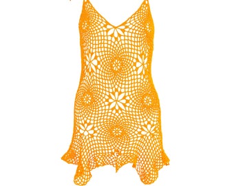 Robe de couverture au crochet, robe bohème faite à la main, sexy, tunique gitane hippie, couverture de maillot de bain, haut d'été gitan, couverture hippie de plage VENTE