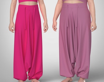 Pantaloni harem rosa Baggy, pantaloni a cavallo basso, fondo sciolto, pantaloni a cavallo basso, fondo casual, pantaloni boho sciolti, pantaloni hippie ALADDIN SALE