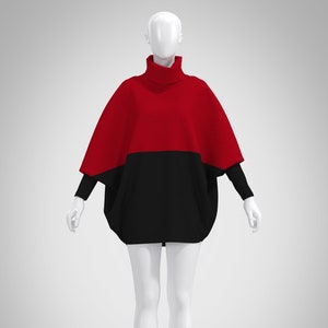SALE Oversized long sleeve turtleneck sweater, Plus size women sweater, slouchy sweatshirt, Oversized tunic top, red oversize sweater BACI