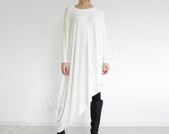 SALE Draped long sleeve tunic dress, Oversized loose asymmetric long top plus size EMBRACE