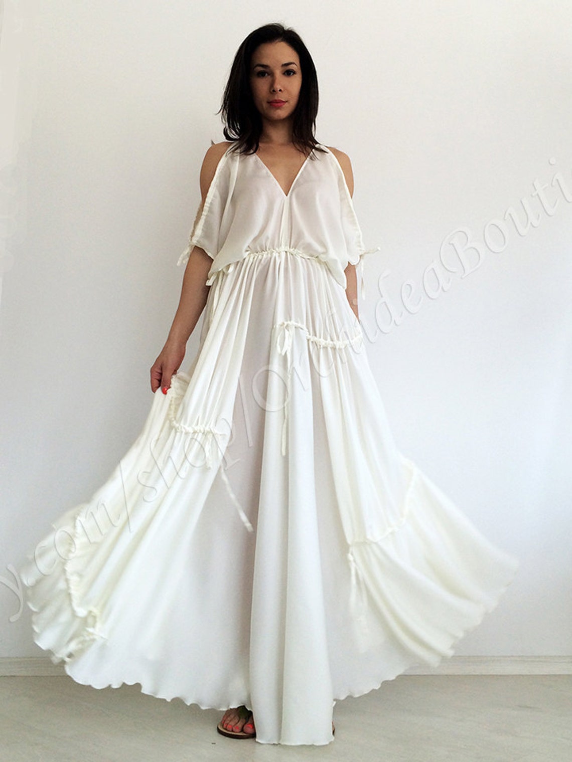 Beach Wedding Dress/ White Maxi Dress/ Kaftan Dress/ Loose Etsy