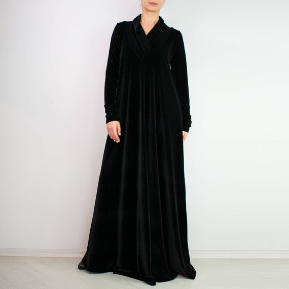 black velour maxi dress