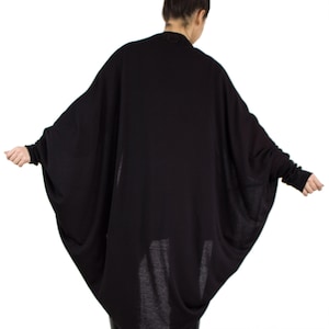 オーバーサイズ コクーン ラップ カーディガン ハンドメイド ジャケット ブラック アウターウェア バットウィング カーディガン ボヘミアン ファッション ルーズ ラップ コート コクーン ニット セーター DIMA