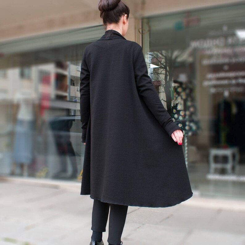 Long cardigan Black cardiganWomen outerwear Black drape jacket Cardigan sweater Black jacket Long sleeve sweater Knitwear LANA FALL