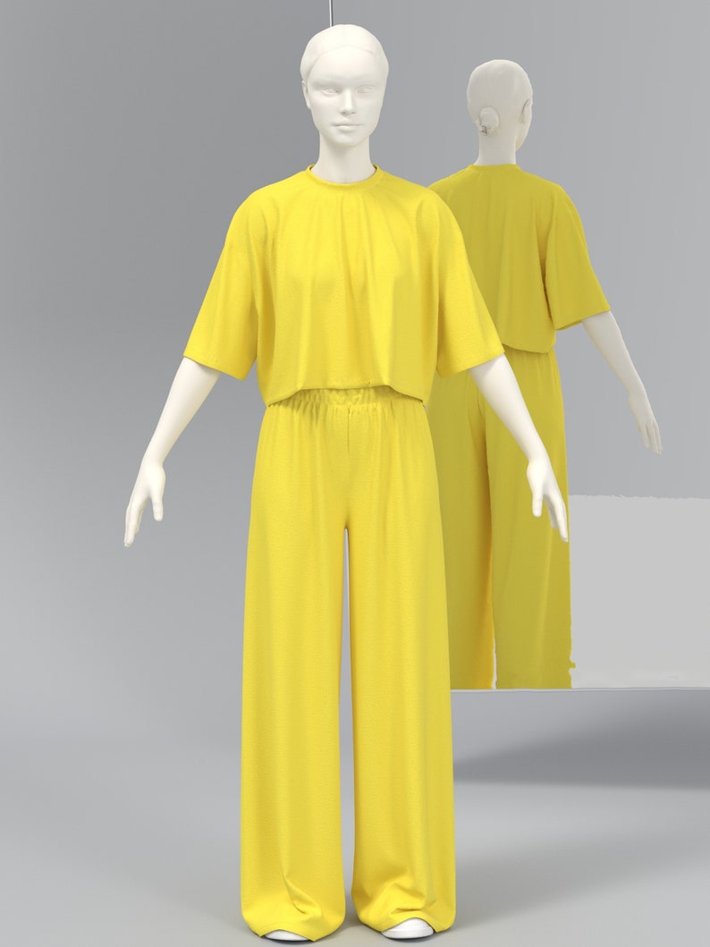 Ensemble assorti décontracté, ensemble Loungewear pour femmes, ensemble assorti en jersey doux et confortable, haut de printemps et ensemble de rayonne de pantalon NICOLA image 2