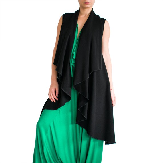 long black vest cardigan