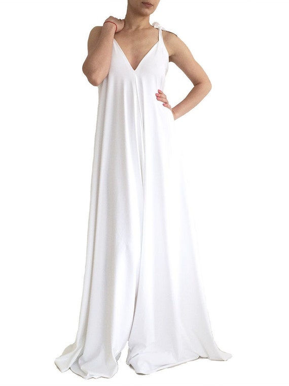 all white wide leg jumpsuit
