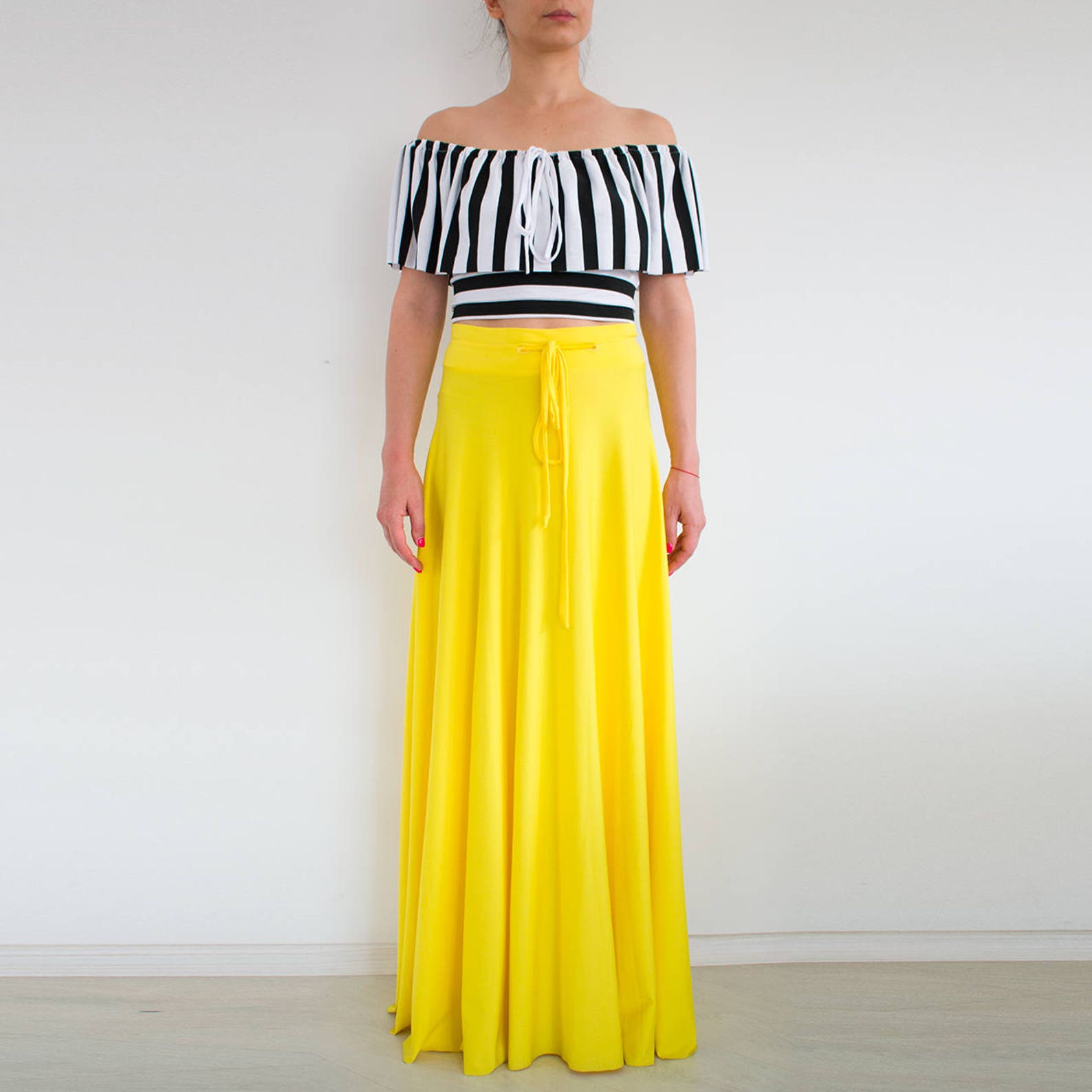 Yellow Maxi Skirt/ Hight Waist Skirt/ Long Skirt/ Plus Size Etsy