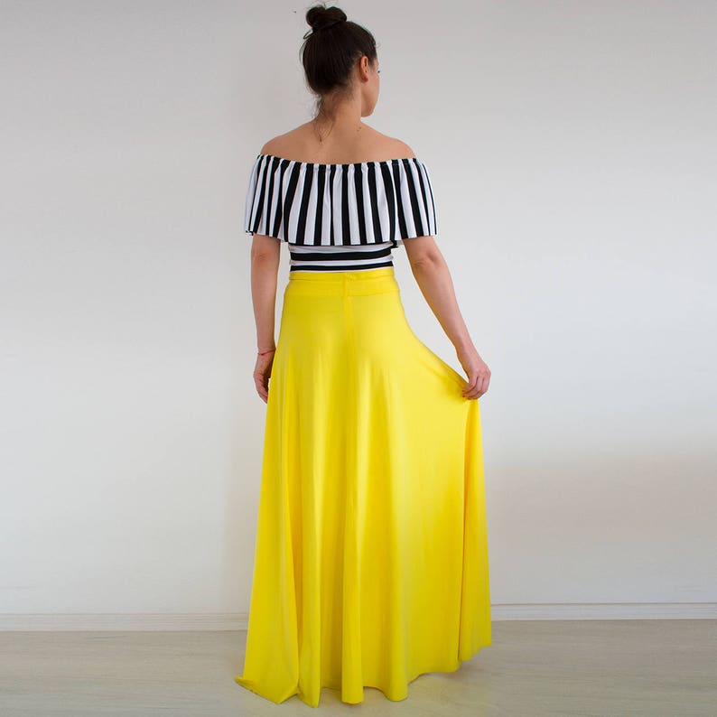 Yellow maxi skirt/ Hight waist skirt/ long skirt/ Plus size Etsy