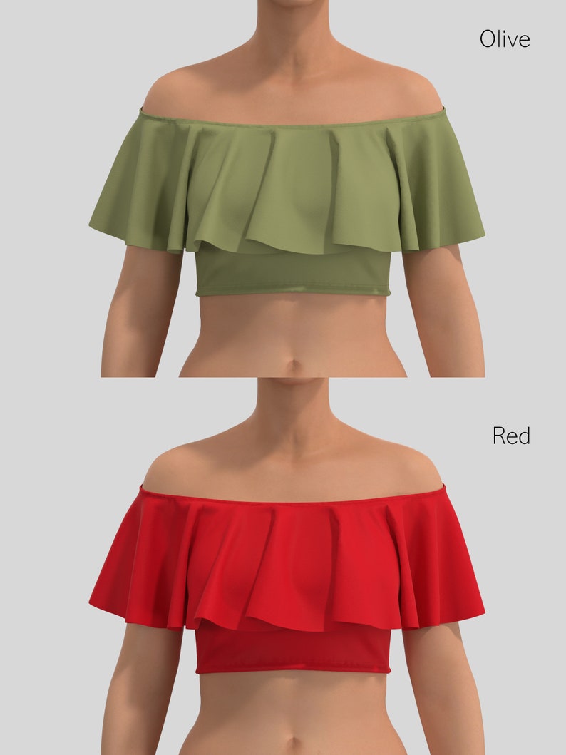 off shoulder crop top, ruffle crop top women, frill women top ANNA image 3