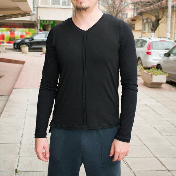 Sudadera negra para hombre / Hombres camiseta de manga larga / | Etsy México