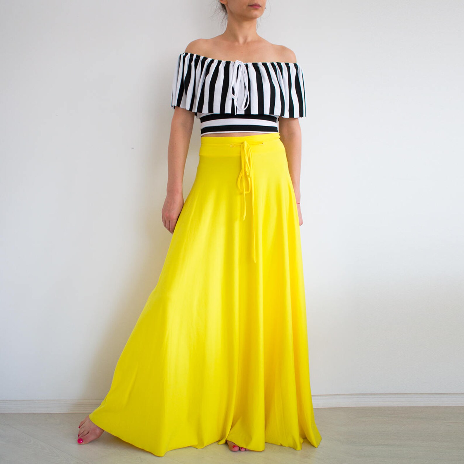 Yellow Maxi Skirt/ Hight Waist Skirt/ Long Skirt/ Plus Size Etsy