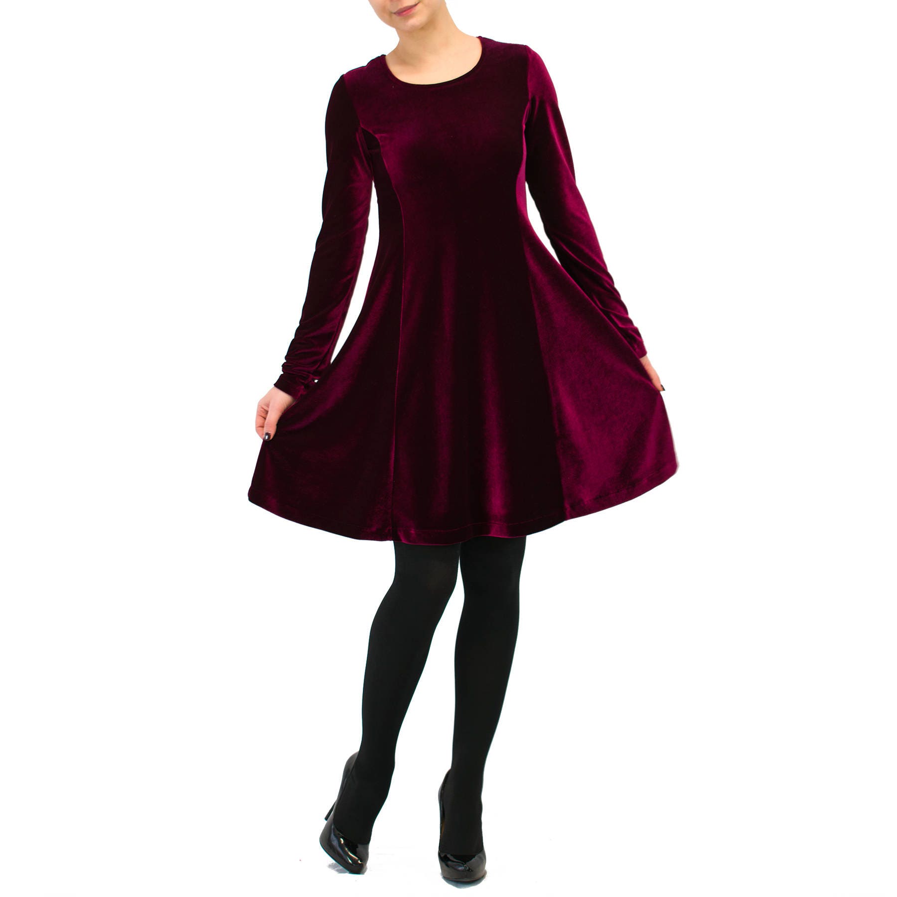 burgundy velvet cocktail dress