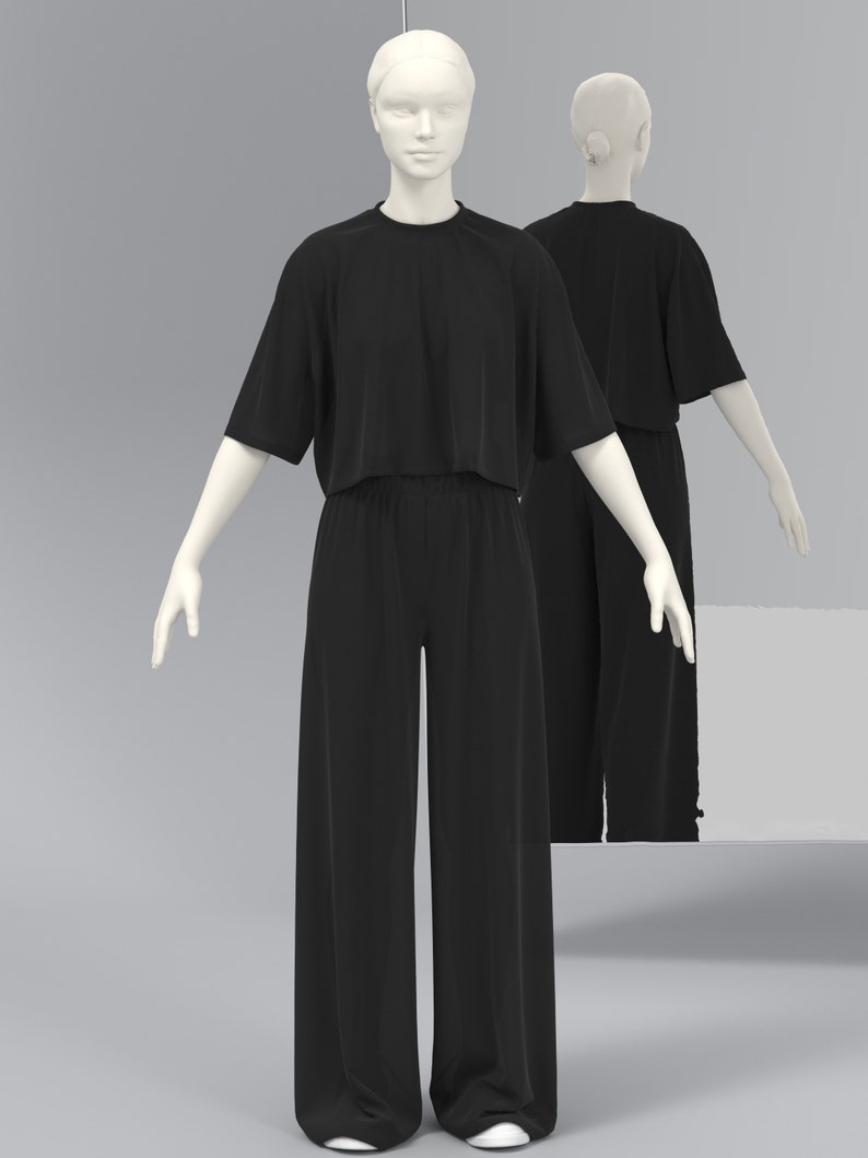 Ensemble assorti décontracté, ensemble Loungewear pour femmes, ensemble assorti en jersey doux et confortable, haut de printemps et ensemble de rayonne de pantalon NICOLA image 4