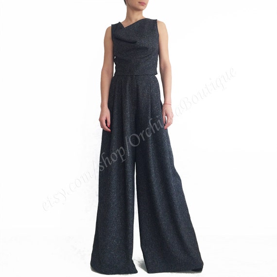 VENTA Pantalones Palazzo/ Pantalones negros/ Conjunto de | Etsy México