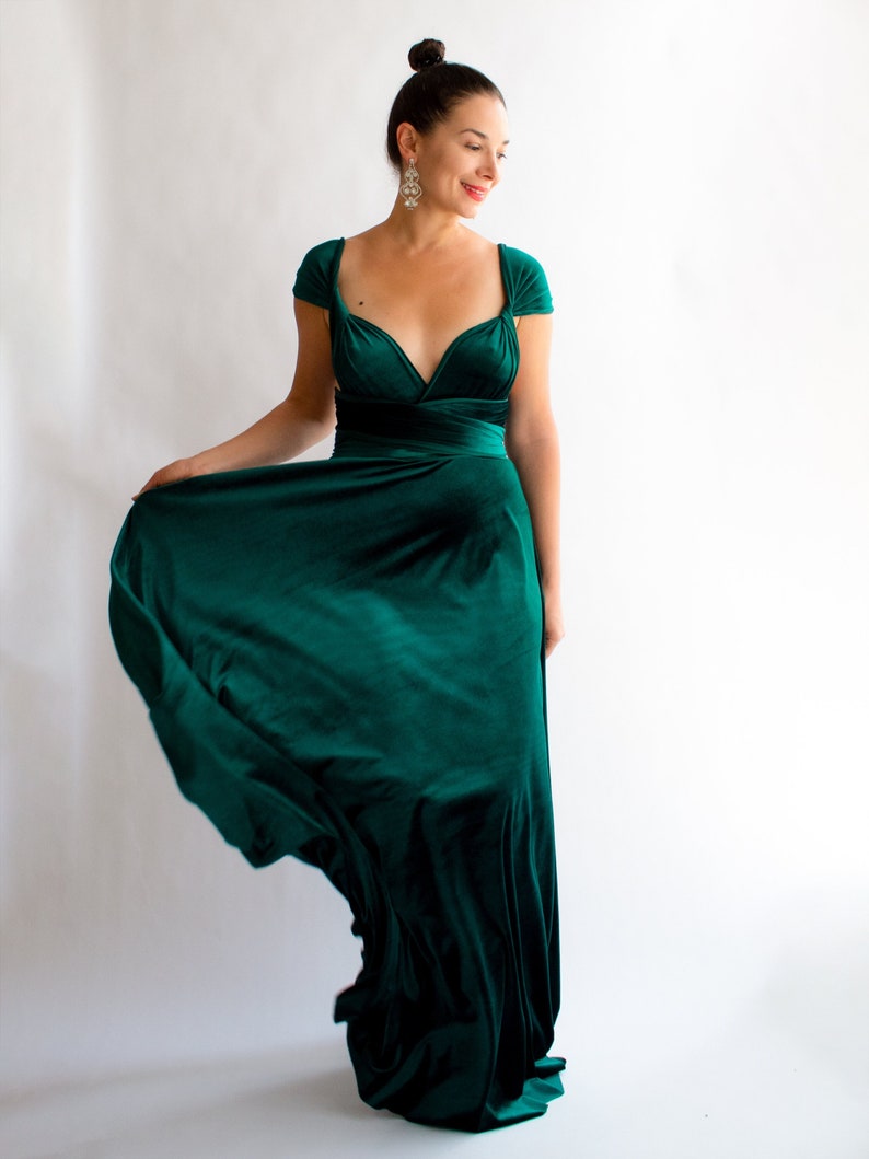 Green Velvet Dress Velvet Wrap Dress Green Bridesmaid Dress Etsy