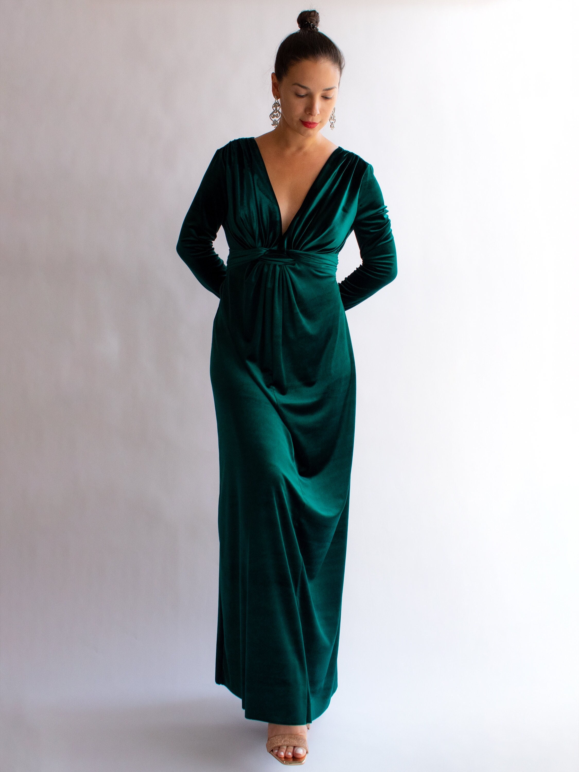 Long Velvet Dress Wedding Guest Dress 