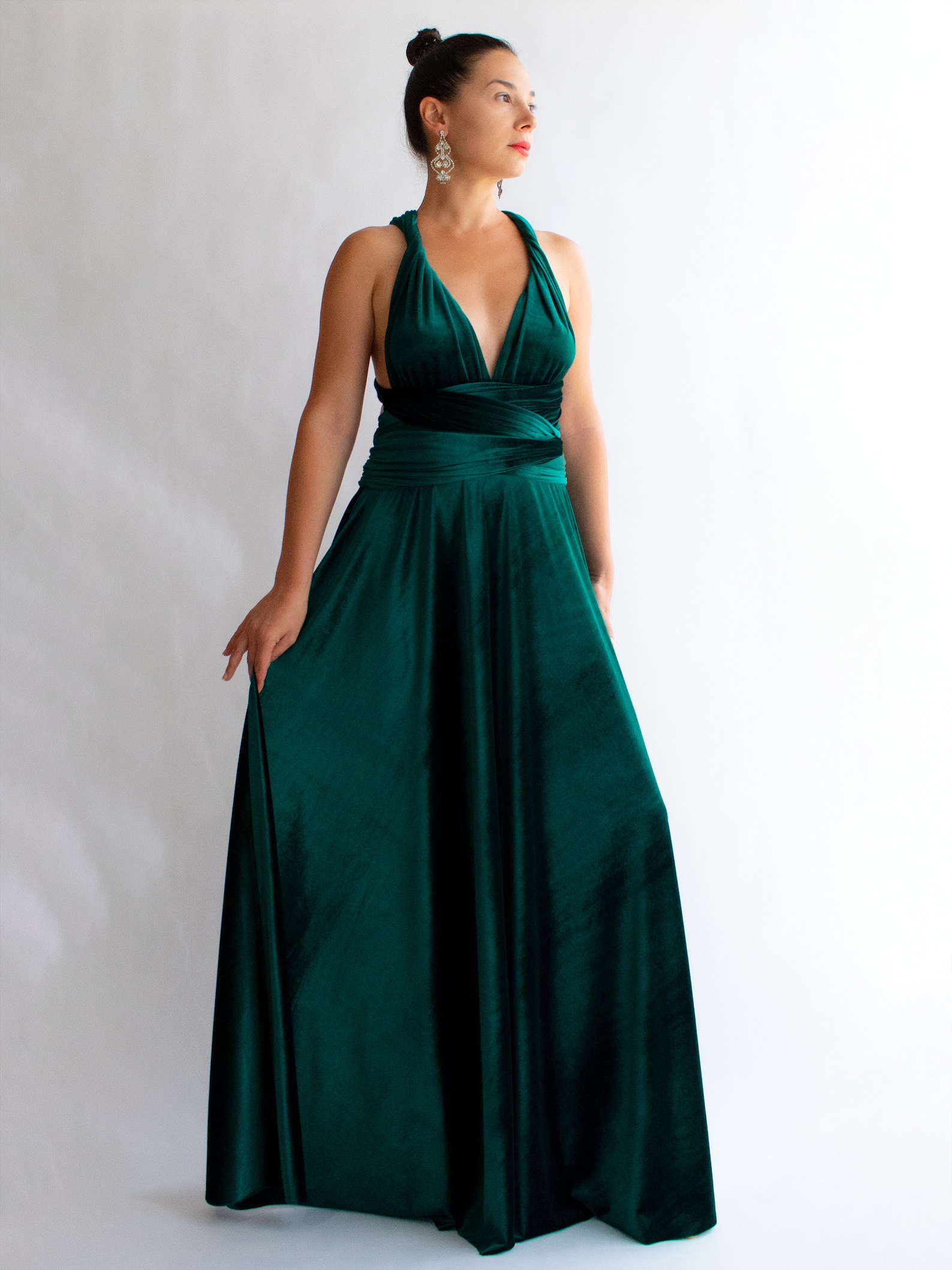 womens velvet green dress