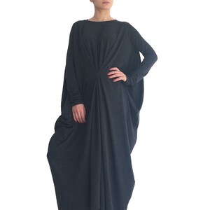 SALE Black maxi dress/ Plus size dress/ Oversized long dress/ Draped caftan/ Women tunic dress/ Long sleeve dress SUNDAY FALL image 2