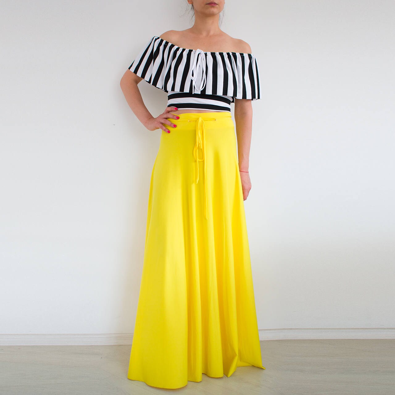 Yellow maxi skirt/ Hight waist skirt/ long skirt/ Plus size Etsy