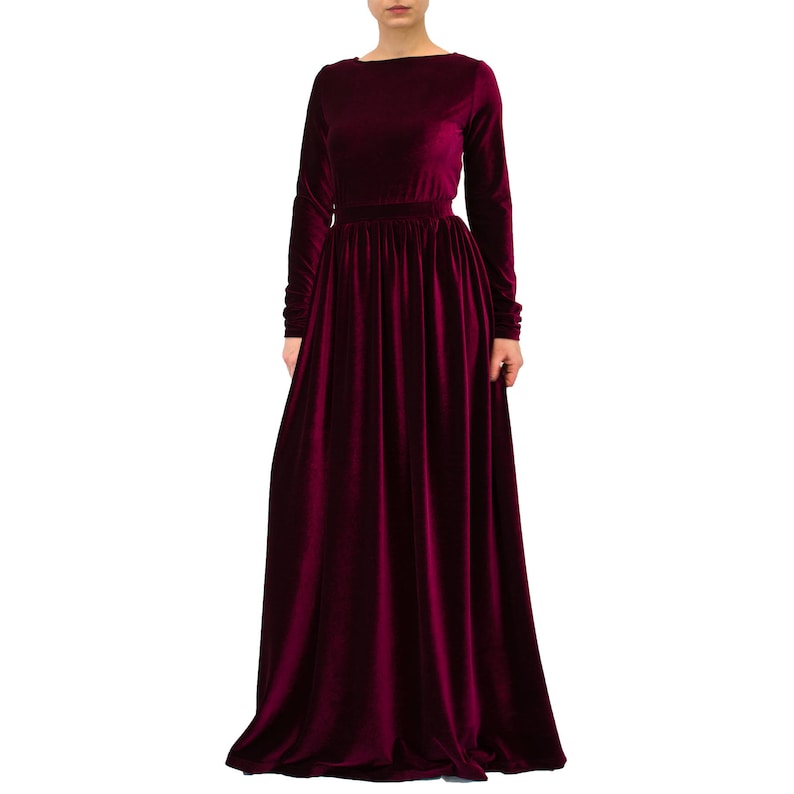 Green Velvet Dress Long Sleeve Dress Long Velour Dress Etsy UK