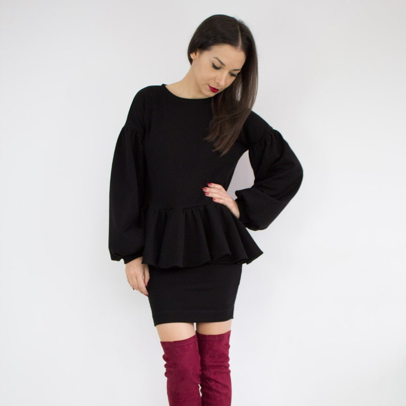 Oversize Sweater/ Luxury Sweater/ Peplum Top/ Black Jumper/ - Etsy