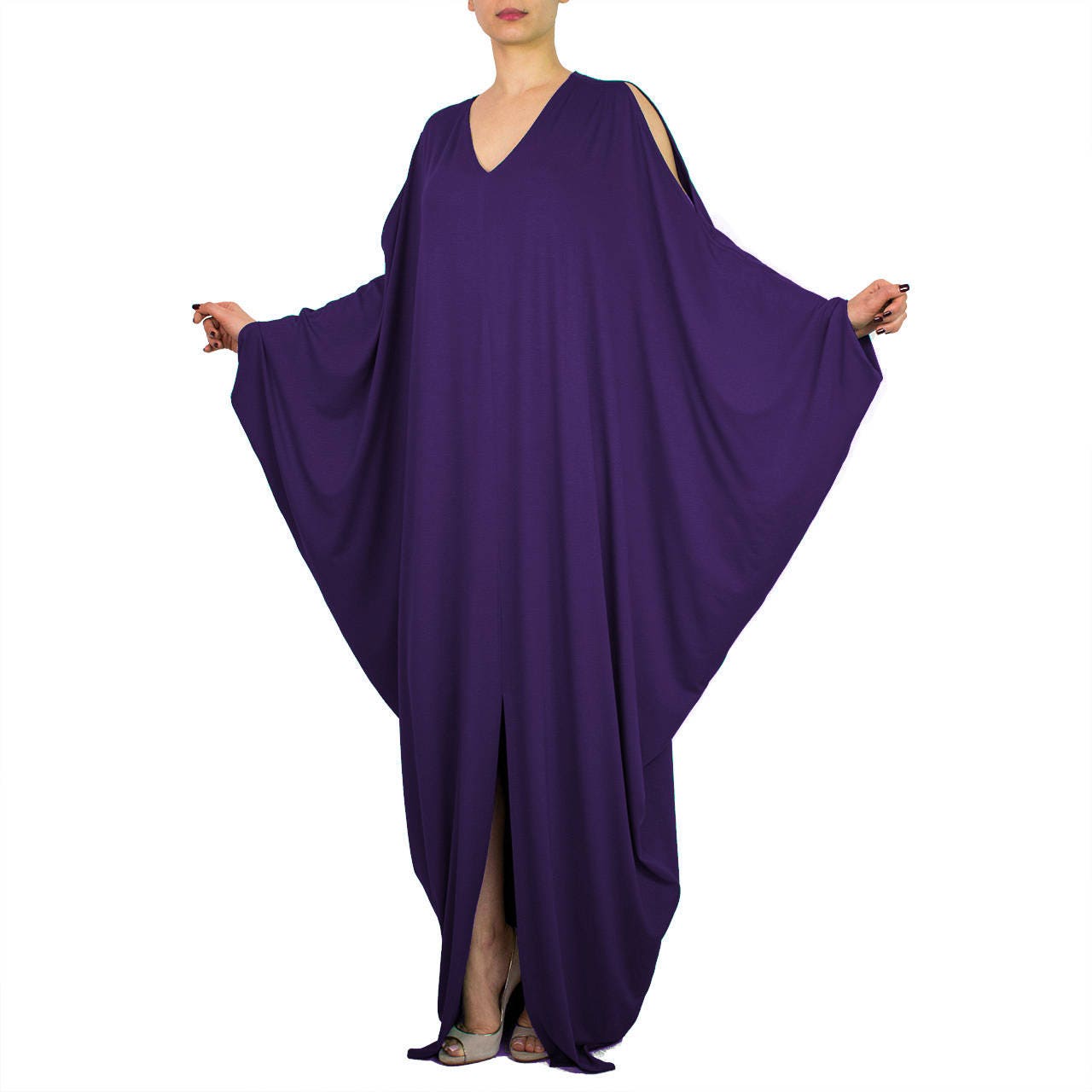 Maxi Plus Size Polyester Kaftan Multicolor Paisley Pattern For Women