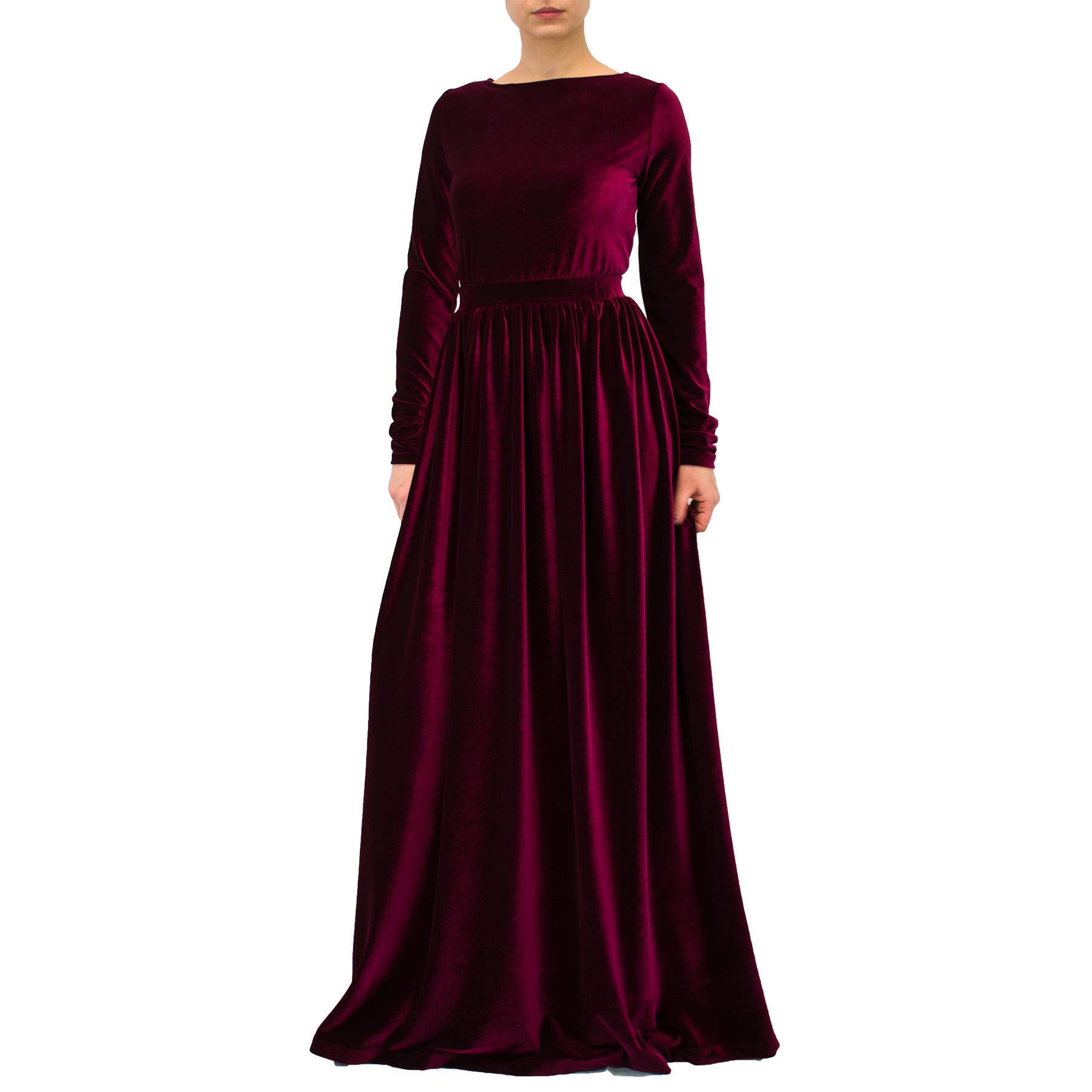 long velvet red dress