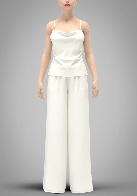 Pants and Top Cowl Neck Satin Cami 