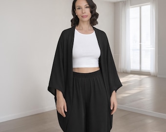 Cocoon jersey cardigan, wrap oversized kimono, batwing cardigan DIMA