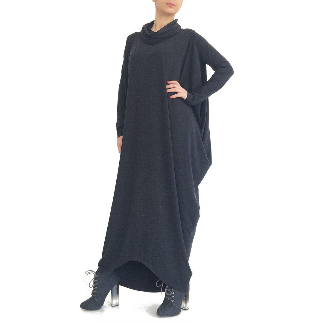 BERTA Asymmetric Draped Loose Black Abaya Maxi Dress Jersey - Etsy