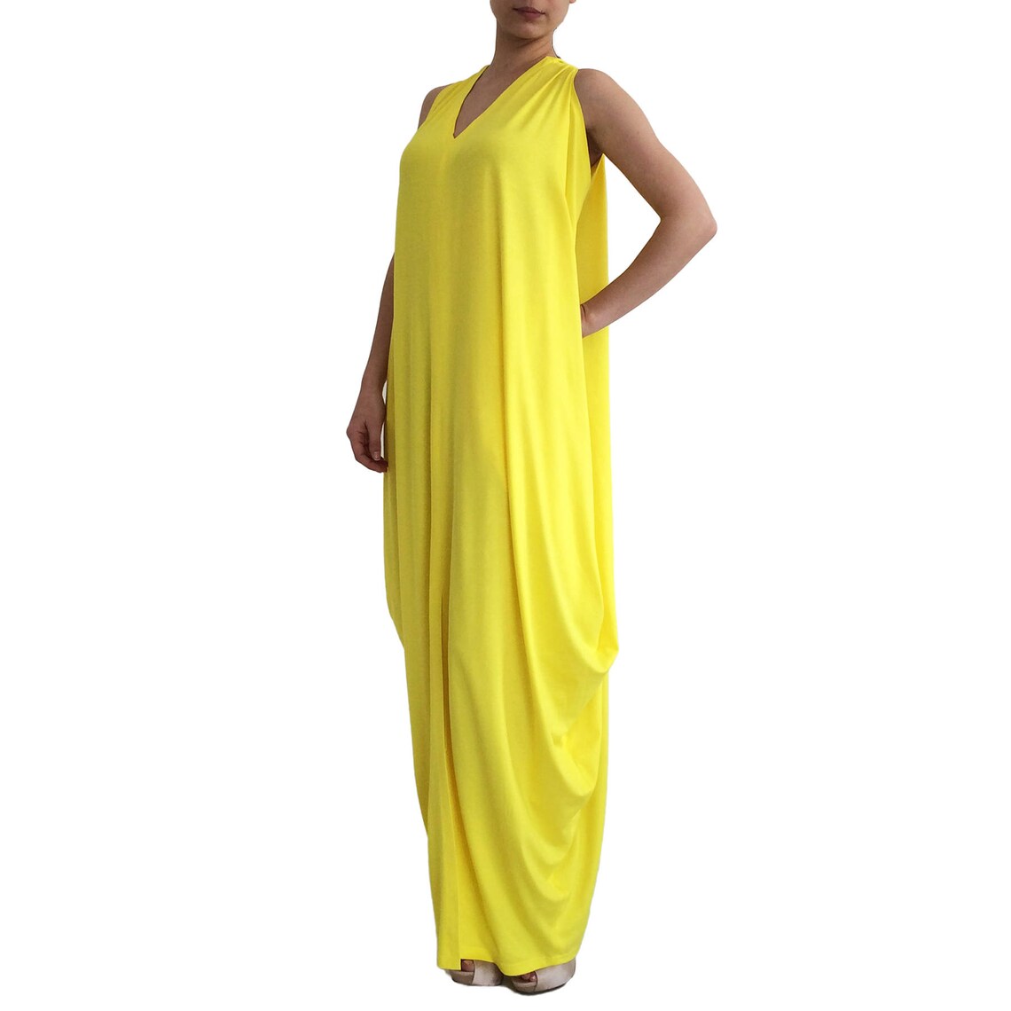 Long Yellow Loose Fit Maxi Dress Dress Summer Kaftan - Etsy