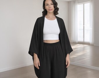 Handgefertigte Cocoon Cardigan Set: Viscose Knit Loungewear