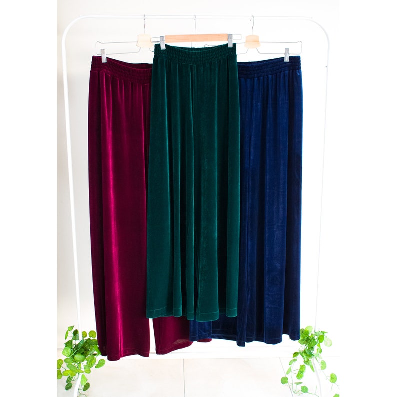 VELVET pants/ Palazzo pants/ Wide leg pants/ Emerald green trousers/ Loose pants/ Wide leg trousers/ Palazzo trousers/ wide leg pants set image 9