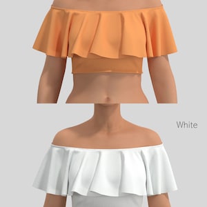 Off shoulder crop top, ruffle crop top women, frill women top ANNA SALE zdjęcie 3