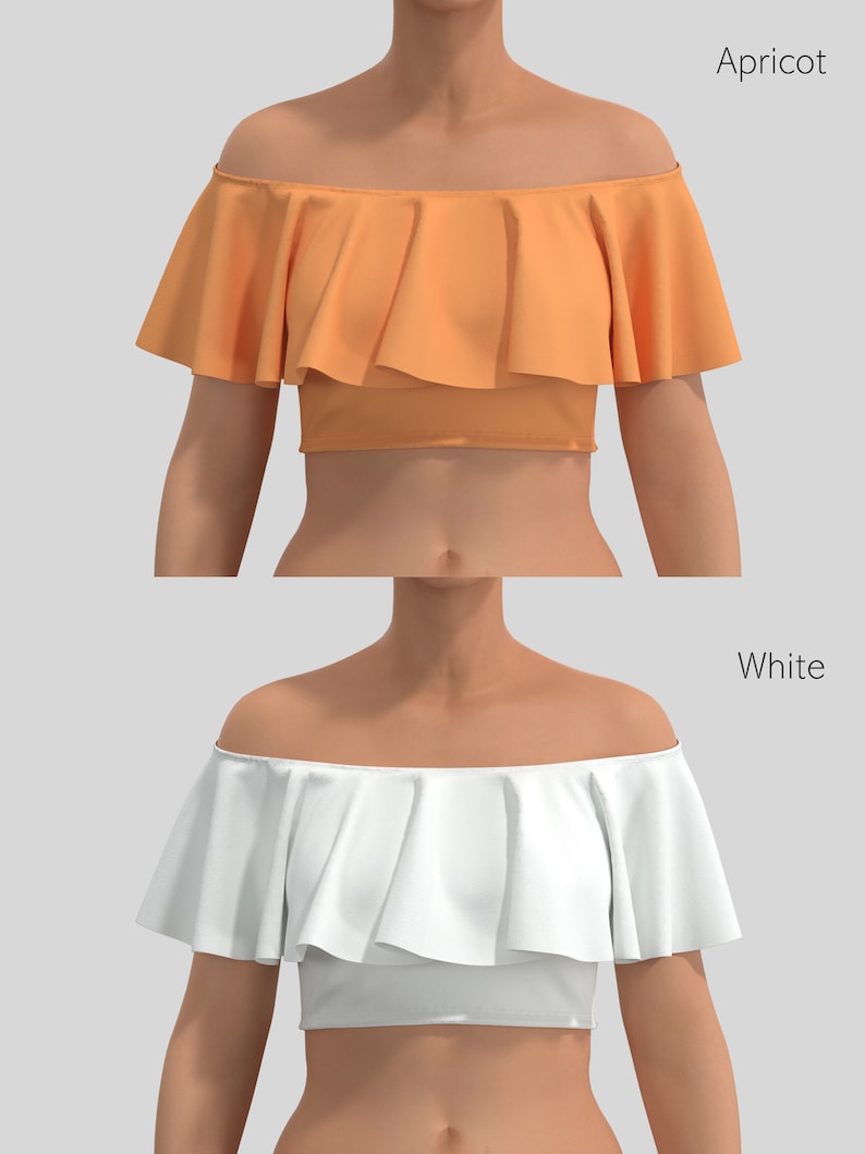 Off shoulder crop top, ruffle crop top women, frill women top ANNA SALE zdjęcie 3