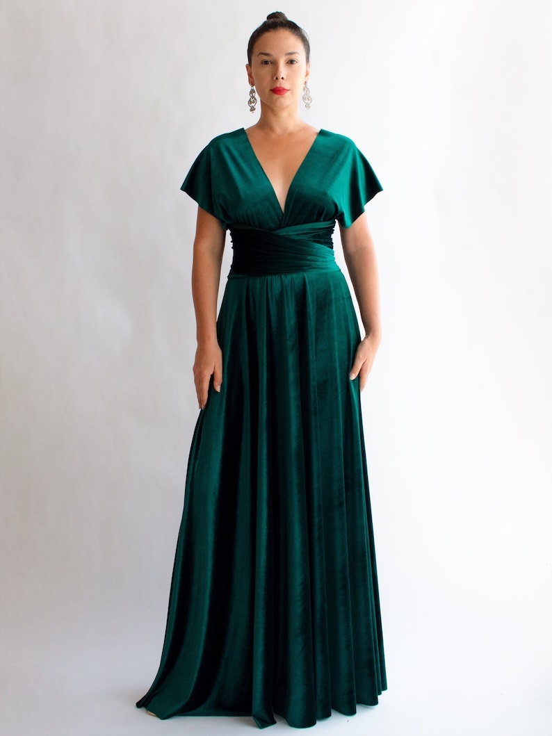 Green Velvet Dress Velvet Wrap Dress Green Bridesmaid Dress Etsy