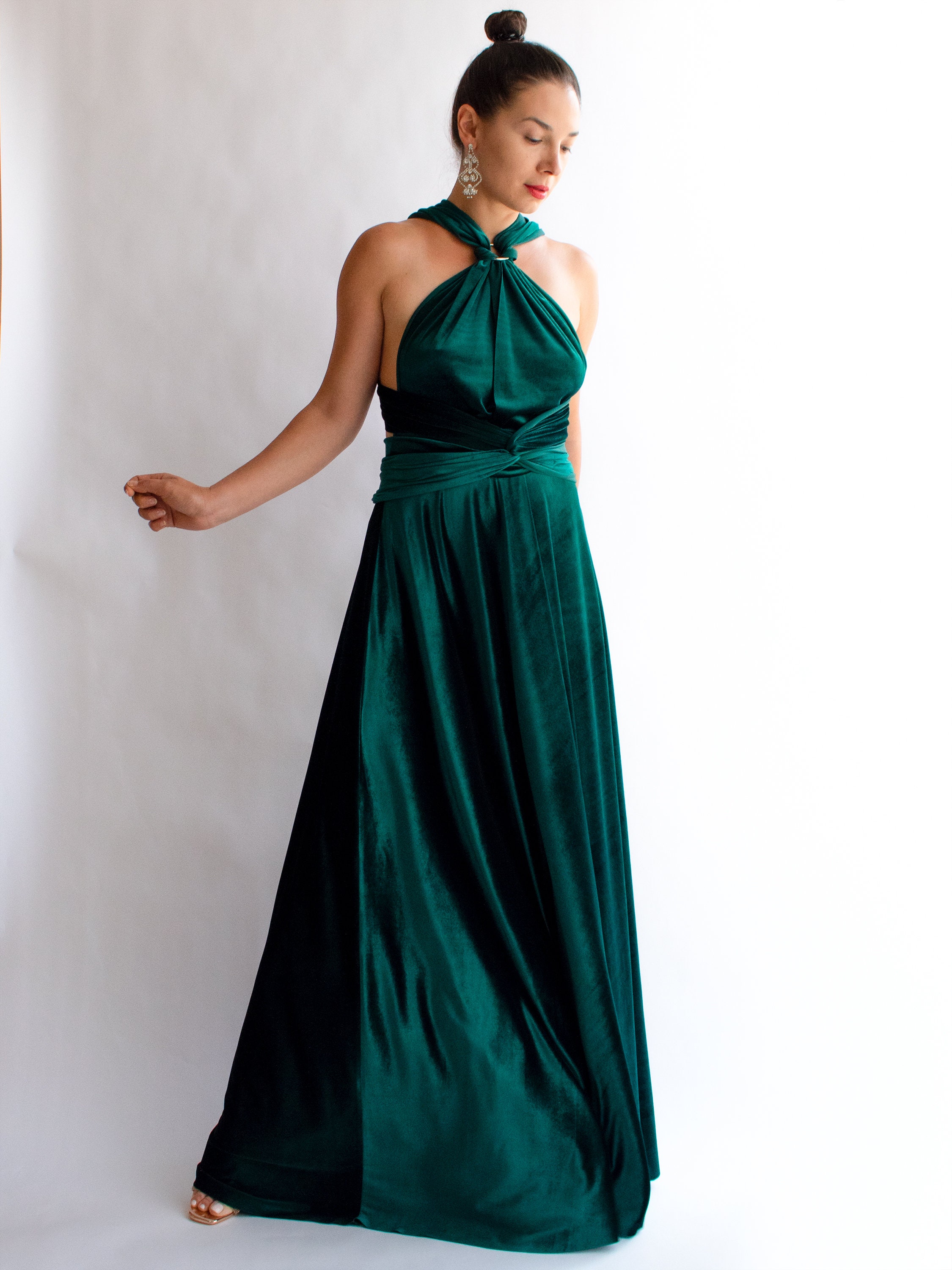 Vestido Largo De Terciopelo Verde Oscuro Esmeralda Gala Velvet Vestido Largo De Terciopelo Verde Oscuro Esmeralda Gala Velvet