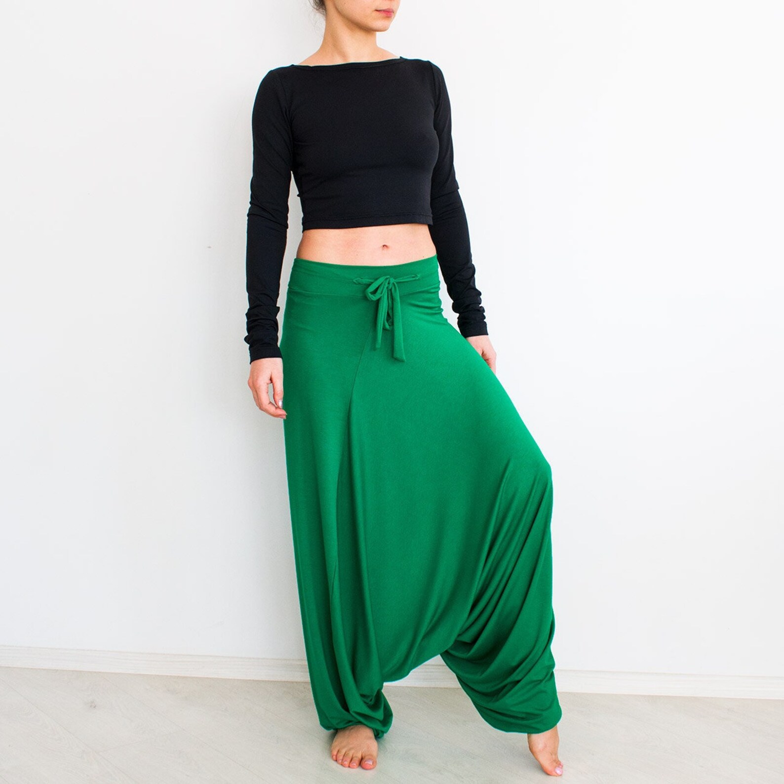 Aladdin Pants/ Loose Yoga Pants/ Green Boho Pants/ Drop Crotch Etsy