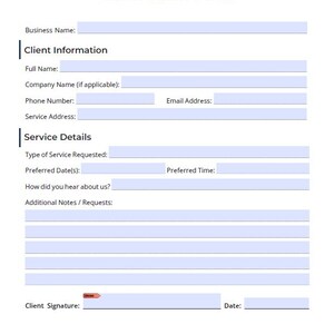Editable Client Intake Template for Service Providers | Printable Small ...