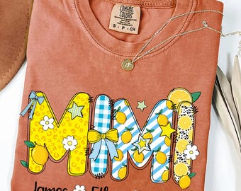 Comfort Colors® Mimi Summer Lemon Shirt, Pesonalized Mimi Shirt, Custom Mother With Kids Shirt, Gift For Mom, Mother's Day gift, Mom Gift