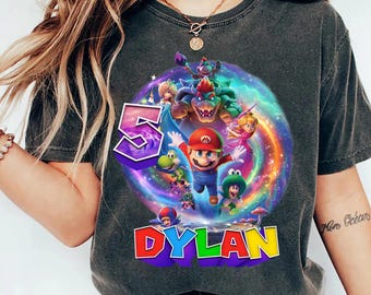 Custom Super Mario Galaxy Movie Birthday shirt, M Bros Party Family