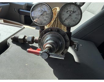 Vintage Imperial Brass Acetylene Gas Regulator Dual Gauge Steampunk USA
