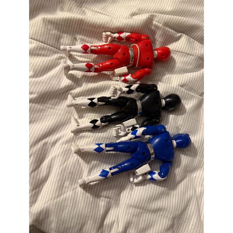 1993 Bandai Mighty Morphin Power Rangers Lot Red Black Blue Figures MMPR Bild 3