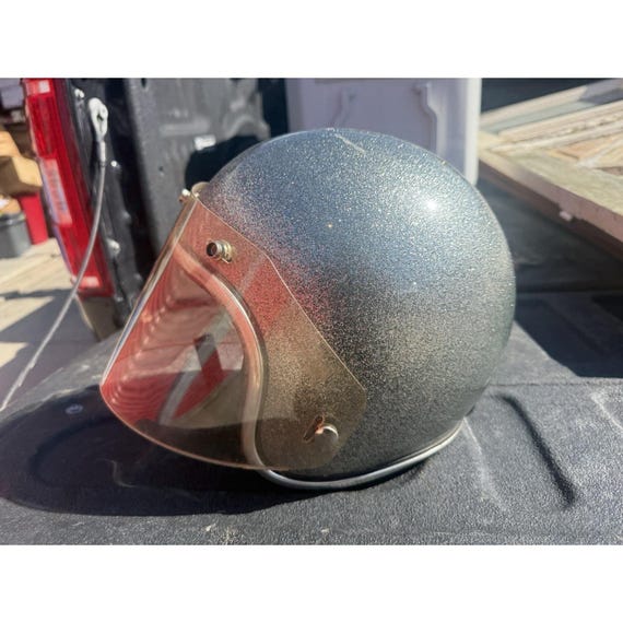 Vintage Arthur Fulmer AF40 Silver Metalflake Helmet Bubble Shield Size S View 2