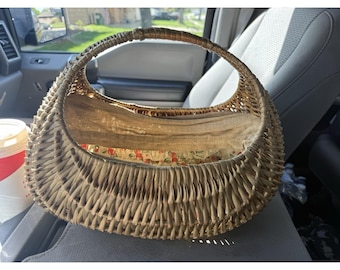 Vintage Woven Wicker Market Basket Purse – Lined Interior – Boho Decor