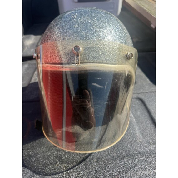 Vintage Arthur Fulmer AF40 Silver Metalflake Helmet Bubble Shield Size S View 3