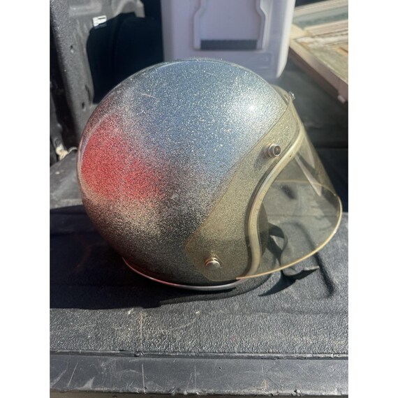 Vintage Arthur Fulmer AF40 Silver Metalflake Helmet Bubble Shield Size S View 4